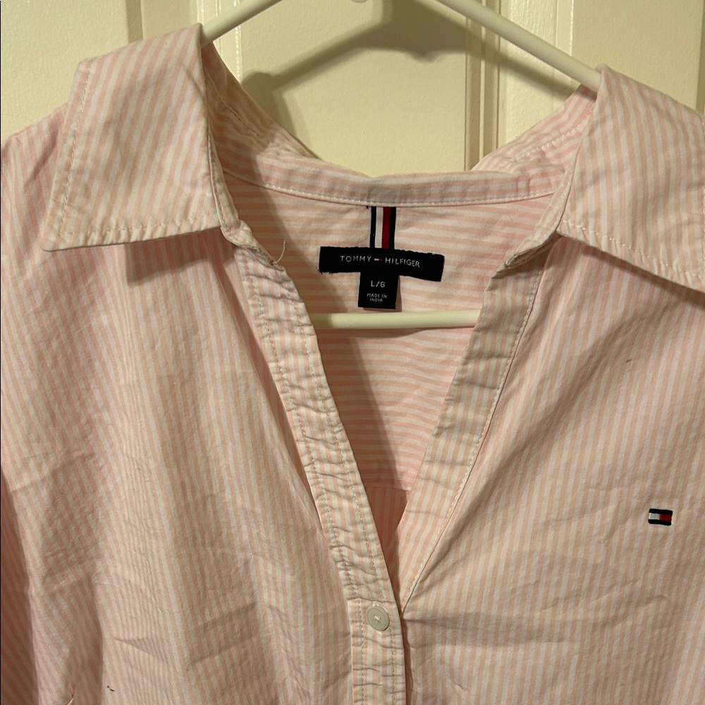Tommy Hilfiger Women  Light Pink Striped Button Down Dress